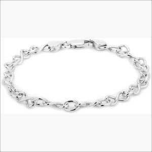 Sterling Silver Rhodium Plated Infinity Link Chain Bracelet 7.5"